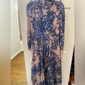 Elegant Blue and Pink Patterned Dress